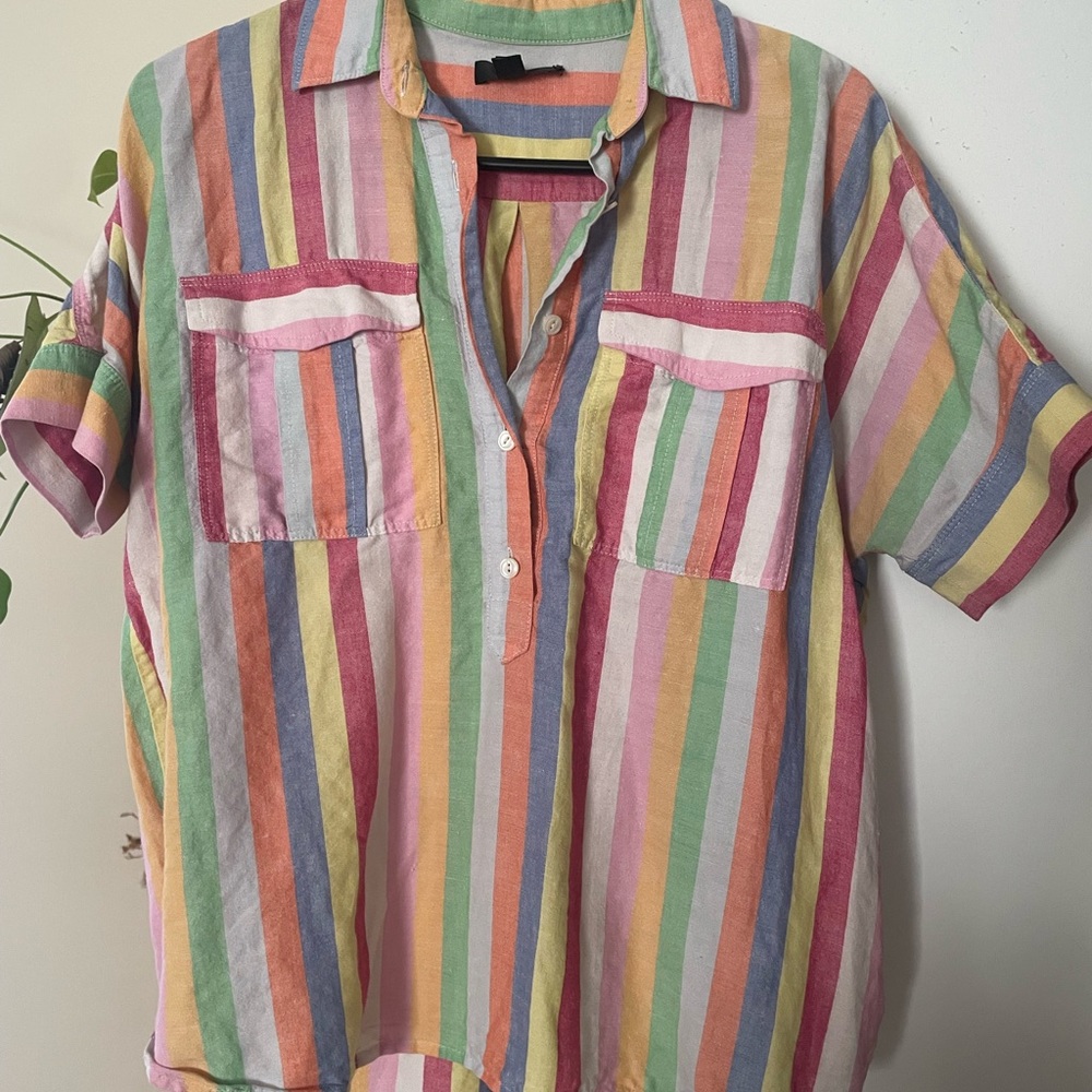 Colorful Striped Button-Up Shirt